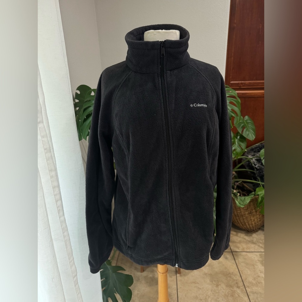 Columbia full-zip fleece jacket XL‎ black mock neck soft warm